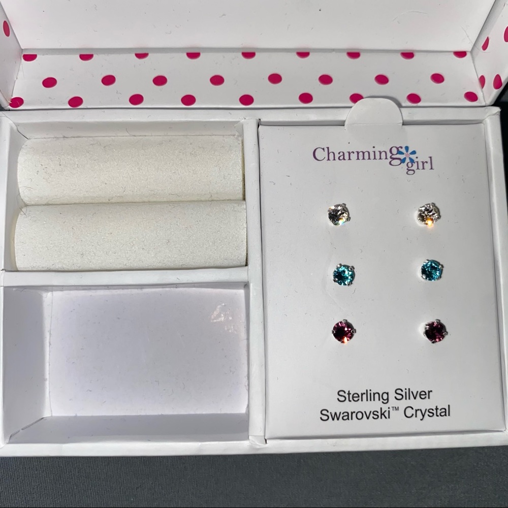 Sterling Silver 3pc Earring Box + Ring Holder